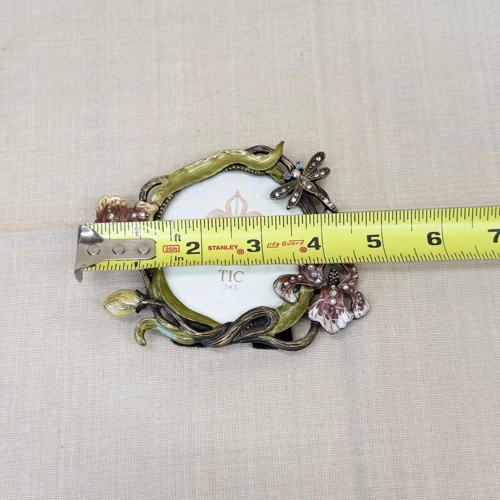 Vintage Jeweled Floral Mini Frame Romantic Vanity Decor Ornate Dragonfly